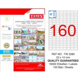 Tanex Tw-2280 22X12 Mm Lazer Etiket 100 Ad