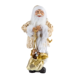 Gold Nakış Ceketli Fenerli Noel Baba 30 cm