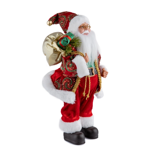 Yeşil Nakış Ceketli Noel Baba 30 cm