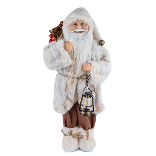 Yumoş Polarlı Fenerli Noel Baba 45 cm